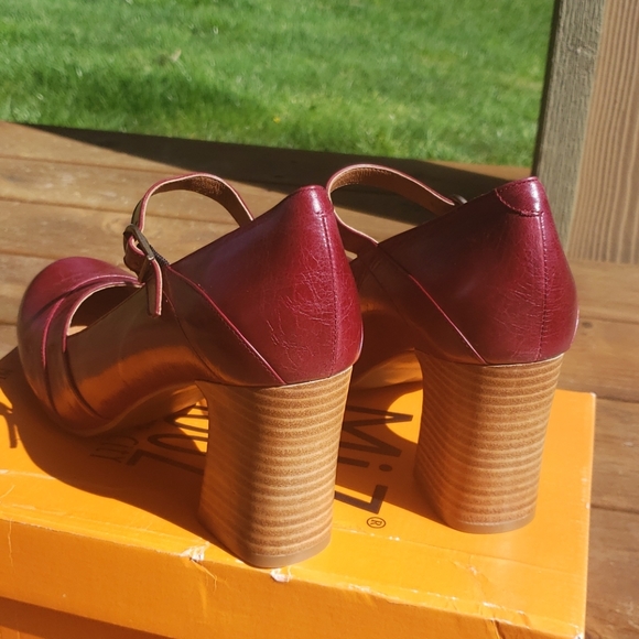 "Kit" ruby leather Maryjane stacked heels - new in box! - Picture 6 of 16